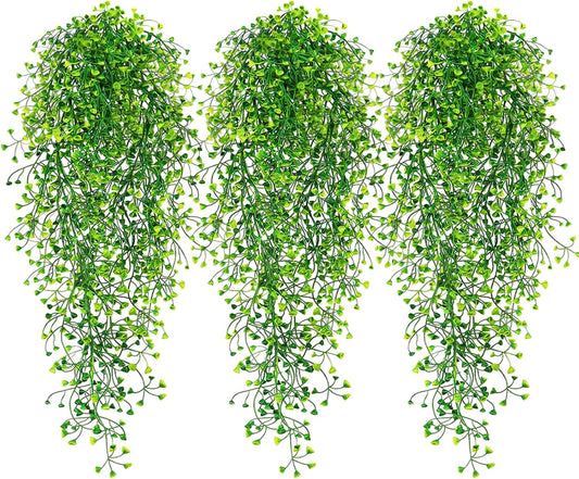 Fake Hanging Plants, 3 Pcs Faux Hanging Plants, Artificial Plants Ferns Ivy Vine for Wall House Indoor Outdoor Room Home Decor