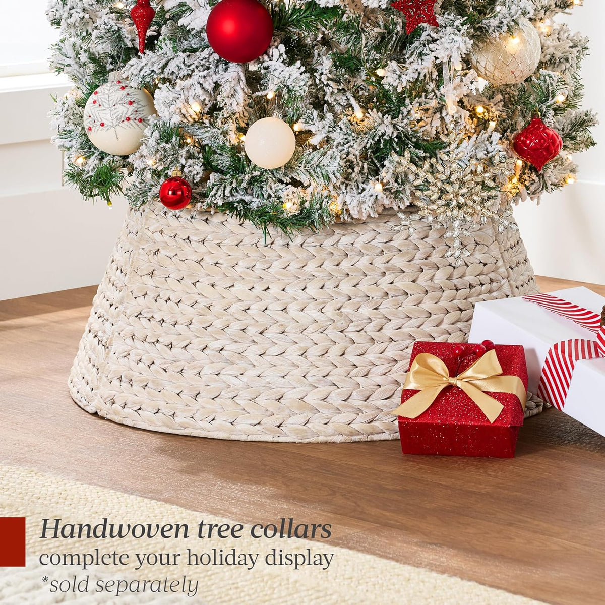 Timeless Prelit Flocked Pencil Warm Holiday Decor Set