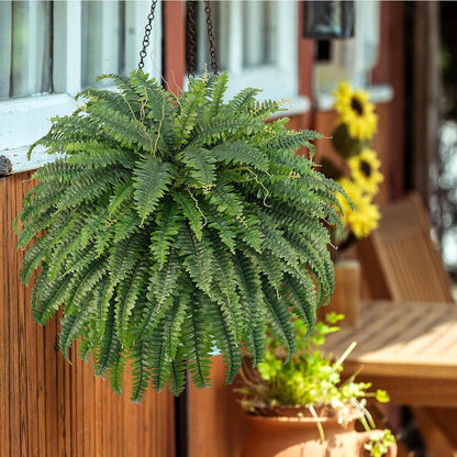 50" Artificial Boston Ferns, Fake Bush Plants, Large Faux Ferns with 96 Fronds for Outdoors Home Decor