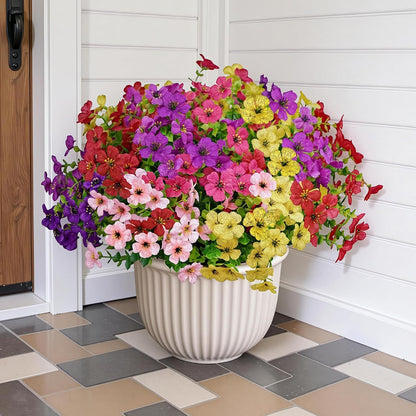Artificial Faux Flowers Plants for Outdoors Outside Spring Summer Decoration, 12 Bundles Silk Daisy Realistic Fake Flowers Plant Greenery UV Resistant for Planters Porch Patio Garden Home (6 Multicolor)