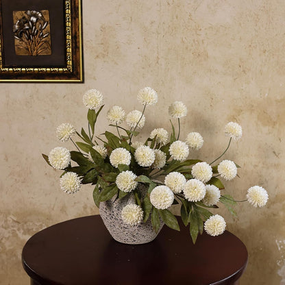 VIERENA 6 Pcs Faux Silk Pompon Mum Artificial Flowers for Vase -27", Bulk Fake Chrysanth Branches with Stems for DIY Bouquet Centerpieces Wedding Fillers Arrangements Shower Decorations (Cream)