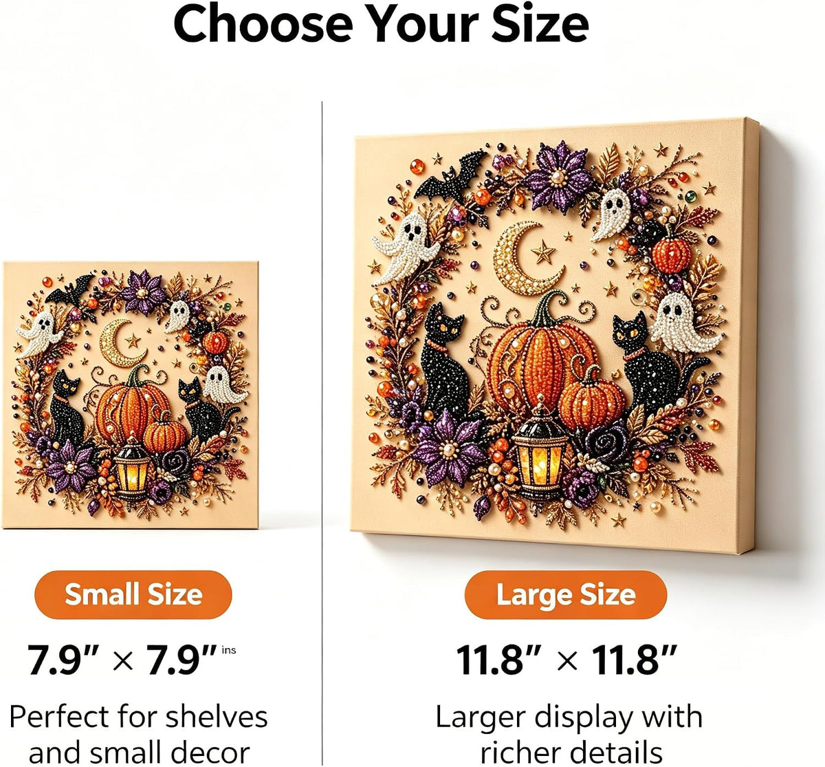 Halloween Diamond Painting Kits for Adults - Spooky Cute 3D DIY Fall Home Decor Wall Art