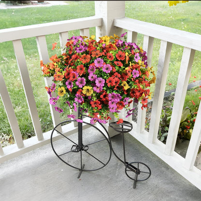 INQCMY Artificial Flowers for Outdoors Faux Plants Outdoor Fake Flowers Spring Decoration, 12 Bundles Faux Silk Colorful Daisy Realistic UV Resistant for Outside Home Planter Window Porch Patio Yard