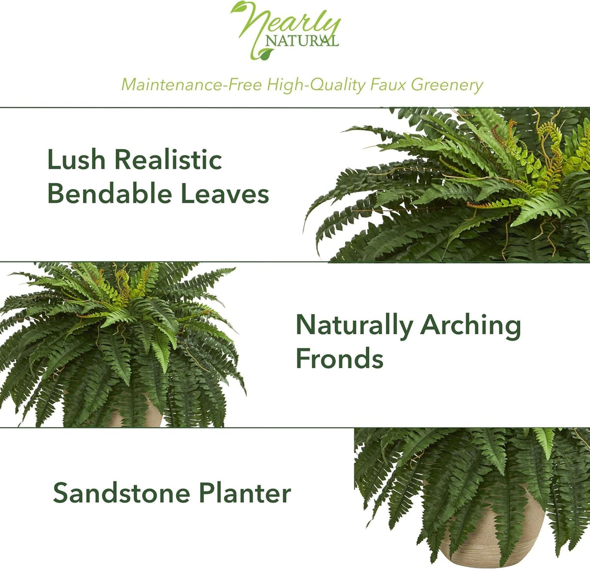 Stylish Artificial Boston Fern Plant Home Decor Display