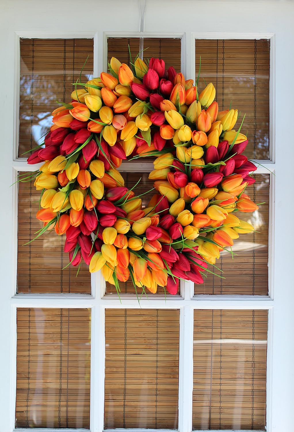 The Wreath Depot Blush Tulip Front Door Wreath 19 Inch, Gorgeous Full Spring Door Wreath Designed in USA, Measures True to Size, White Gift Box Included
