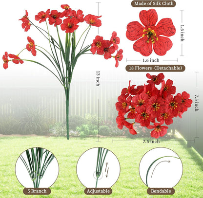 24 Bundles Artificial Flowers for Outdoors/Indoors, Fake Flowers Plants for Indoor and Outdoor Garden Porch Window Box Home Wedding Farmhouse (8 Color)