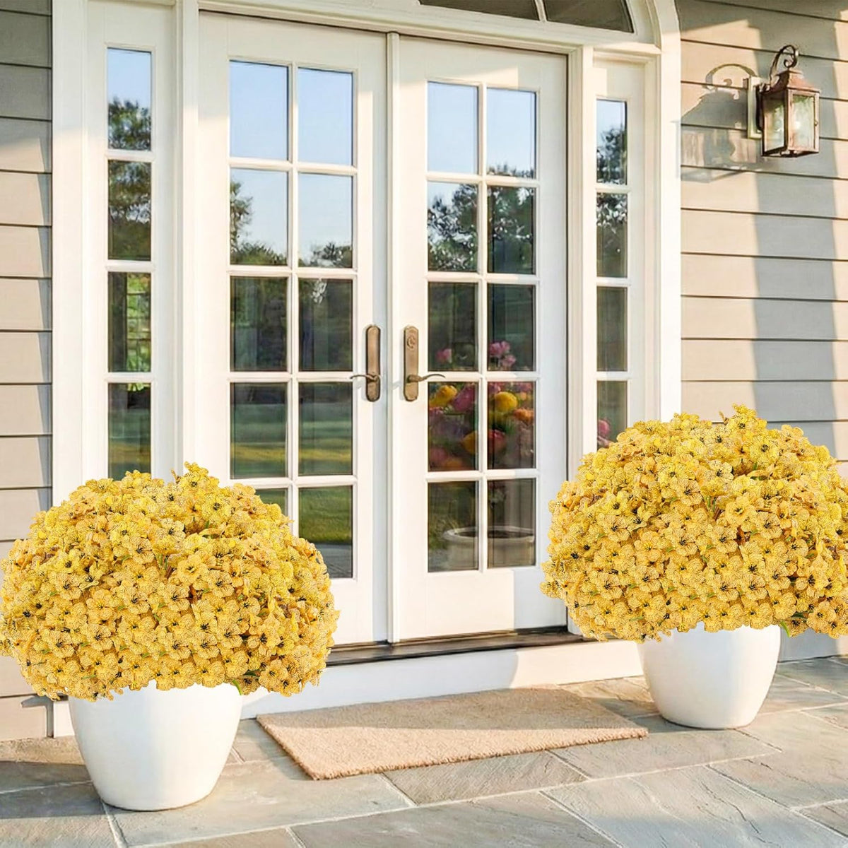 22 Bundles Artificial Flowers Outdoor, Faux Flowers UV Resistant with Plastic Plants, Faux Silk Flowers for Outdoors Outside Front Porch Hanging Planter Window Box Garden Decoration