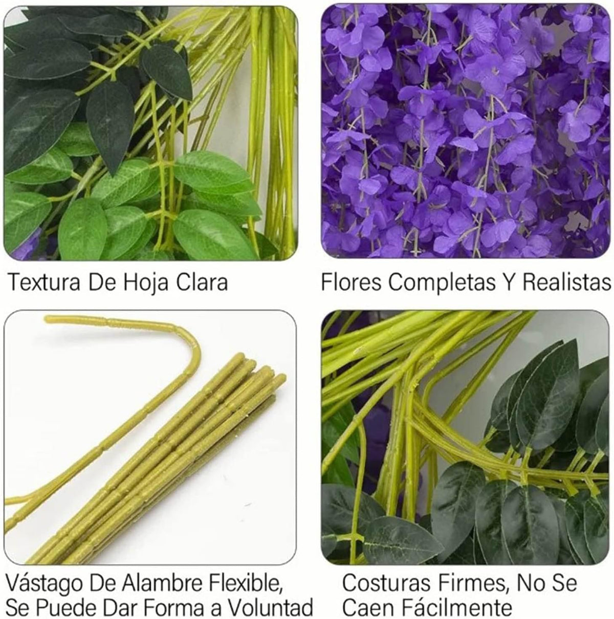 14PCS Artificial Wisteria Hanging Flowers, Six Leaf Blue Garland Silk Flowers Decoration, 43 Feet Fake Wisteria Vine Rattan String for Home Office Wedding Wall Garden Outdoor Party