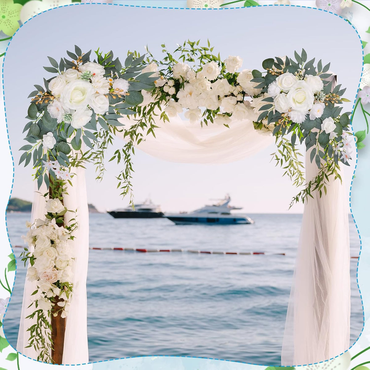 Wedding Arch Decorations 2 Pack - Reusable Artificial Hanging Flowers Floral Swag Greenery Garland for Wedding Welcome Sign Backdrop Bridal Ceremony Reception Backdrop Decoration
