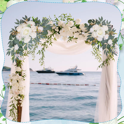Wedding Arch Decorations 2 Pack - Reusable Artificial Hanging Flowers Floral Swag Greenery Garland for Wedding Welcome Sign Backdrop Bridal Ceremony Reception Backdrop Decoration