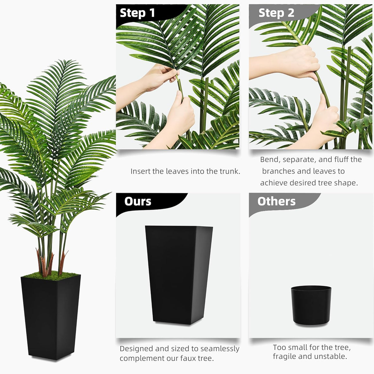 Artisan Artificial Palm Tall Black Home Decor Statement