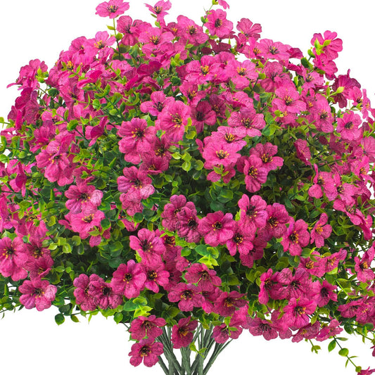 Grunyia Artificial Fake Flowers for Outdoor Spring Decoration, 16 Bundles Faux Silk Colorful Daisy UV Resistant Realistic for Outside Porch Patio Home Yard Garden Planters Pots Window Box (Red Purple)