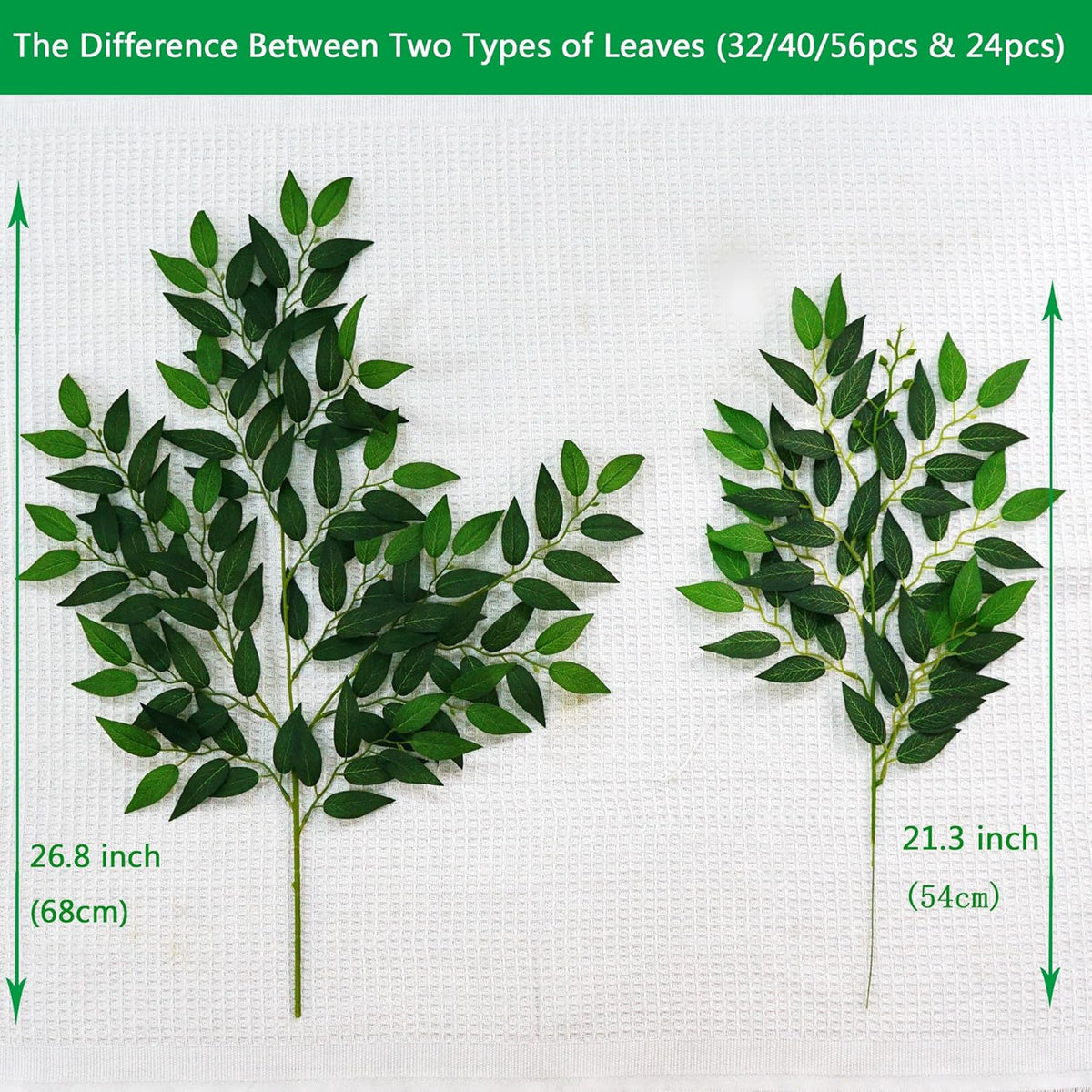 40 Pcs Italian Ruscus Greenery 68cm Artificial Greenery Stems Leaf Greenery Garland for Wedding Arch Flowers Centerpieces Balloon Arch Home Decor