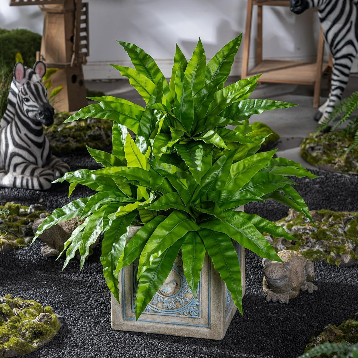 Elegant Artificial Bird Nest Fern Home Decor Arrangement