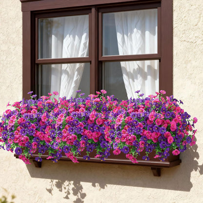 Ivydale 24 Bundles Artificial Flowers for Outdoors Spring Summer Porch Decor, Faux Petunias Plants Outdoor Fake Realistic UV Resistant Silk Flowers for Outside Planters Patio Window Garden Yard Home