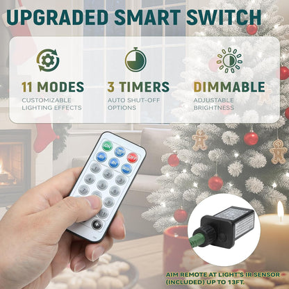 Serene Prelit Flocked Remote Artificial Holiday Decor Kit