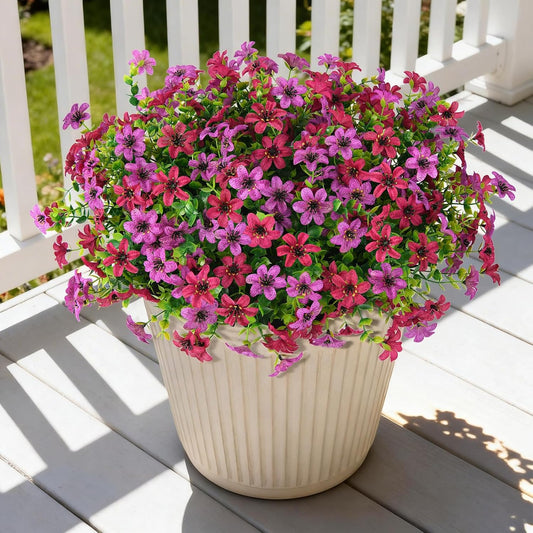 Artificial Flowers for Outdoors, 12 Bundles Multicolor Faux Silk Flower Spring Summer Decoration, Artificial Plants Fake Outdoor Flowers UV Resistant No Fade for Home Planter Porch Patio Yard Decor