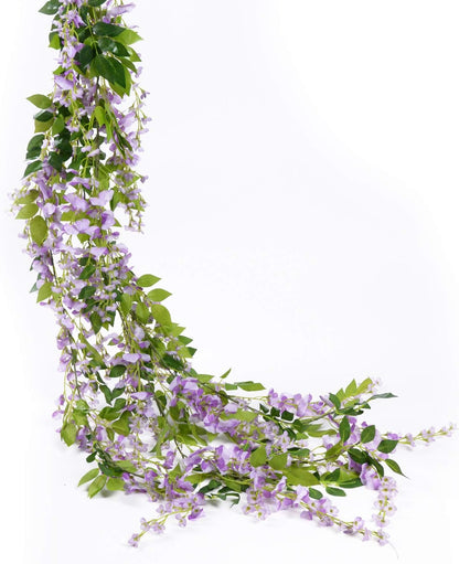 Lvydec Wisteria Artificial Flowers Garland, 4 Pcs Total 28.8ft Artificial Wisteria Vine Silk Hanging Flower for Home Garden Outdoor Ceremony Wedding Arch Floral Decor (Light Purple)