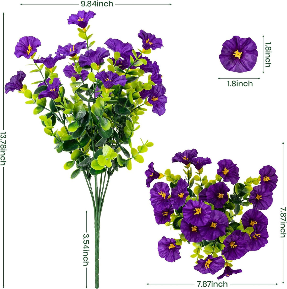 16 Pcs Artificial Morning Glory for Planter, UV Resistant Fake Flowers for Home Porch Patio Outside
