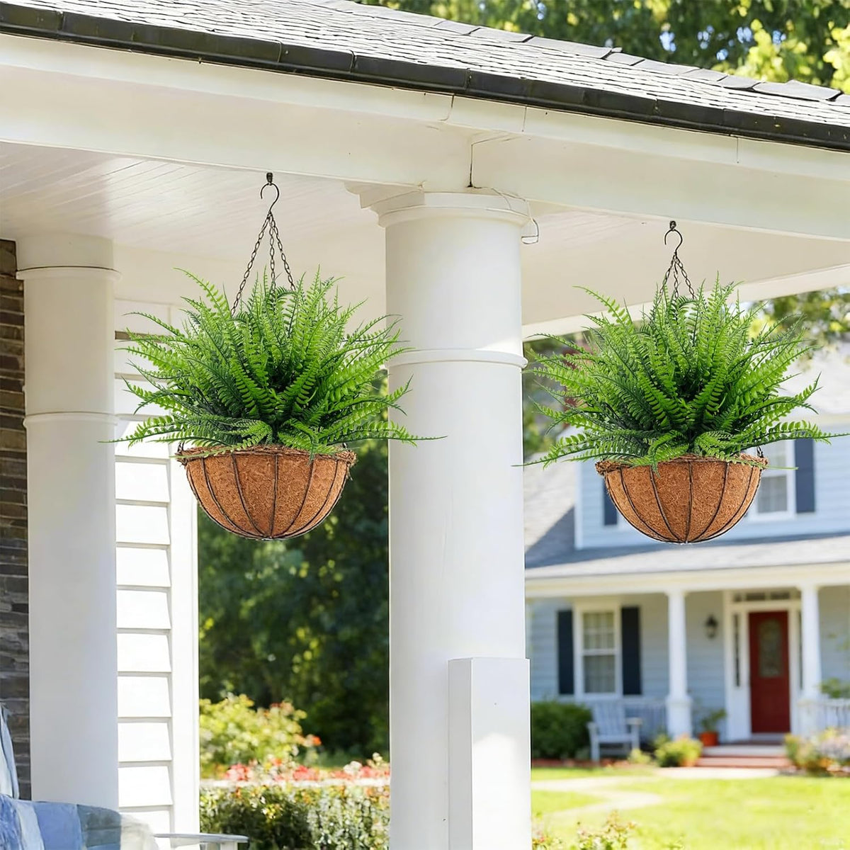 TURNMEON 20 Bundles Artificial Plants Outdoor Faux Boston Fern Spring Decor, Fake Plants UV Resistant Plastic Greenery Shrubs Artificial Fake Flowers for Outside Gardens Patio Yards Home Summer Decor