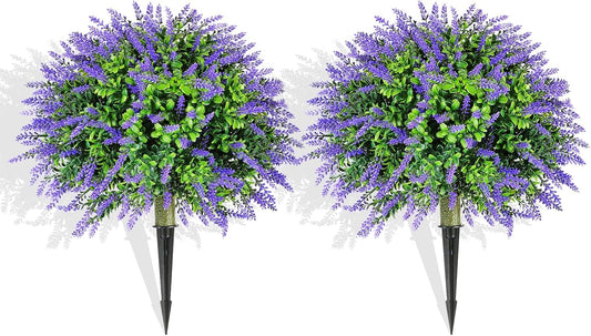 Artisan Artificial Lavender Topiary Ball Home Decor Bundle