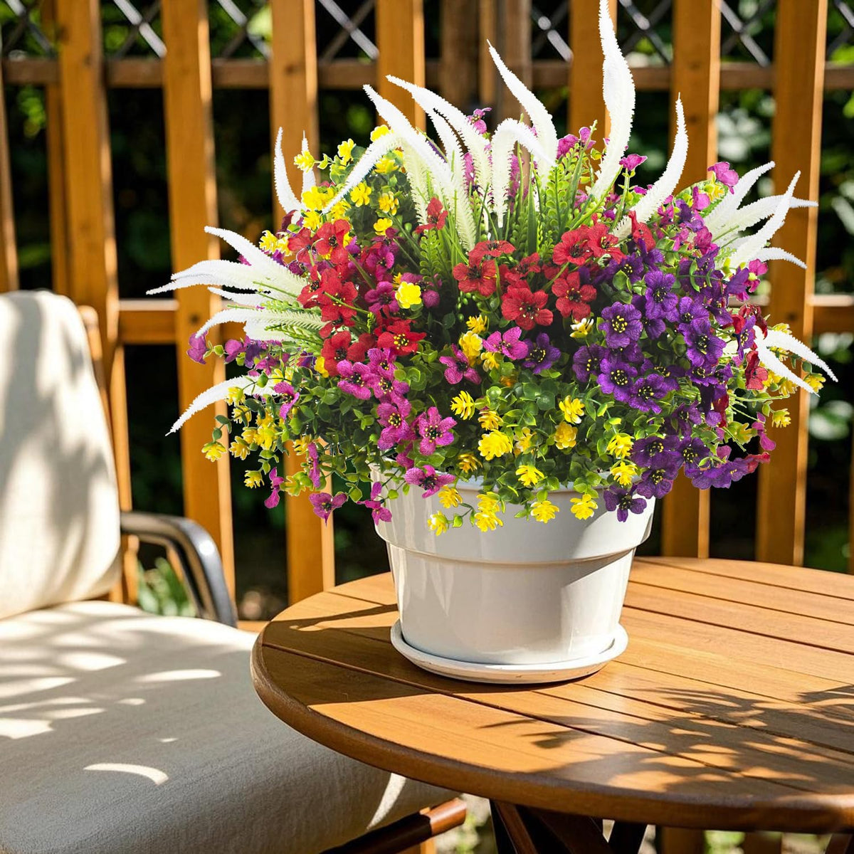 Lifelike Artificial Flowers Outdoor UV Resistant, 20-Pack Weatherproof Fade-Resistant Fake Hanging Plants for Garden Porch Decor - Realistic Mixed Colors in Hanging Baskets (Outdoor Use Verified)