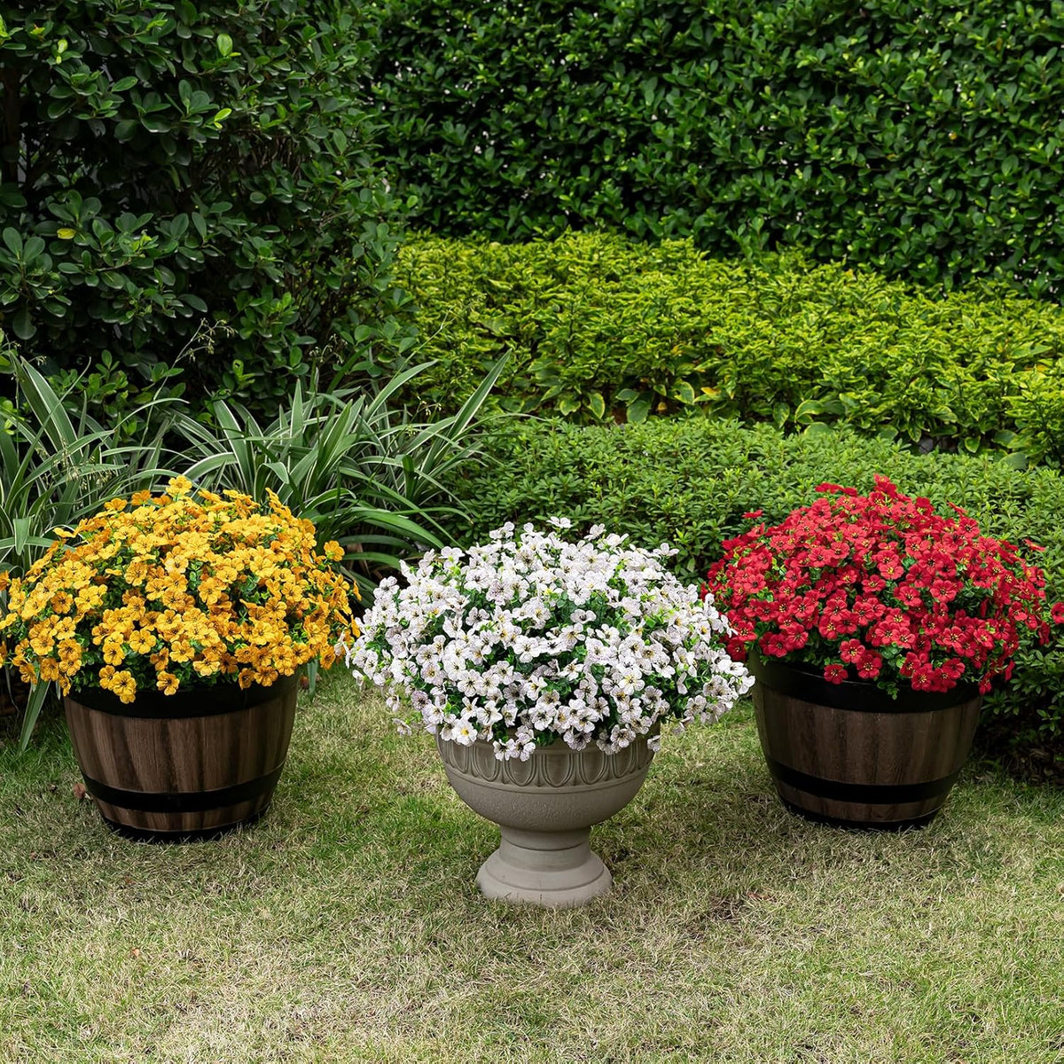 Lnoicy 20 Bundles Artificial Fake Flowers for Outdoor Faux Eucalyptus Flowers for Home Decoration, Fake Plants UV Resistant for Porch/Garden（White）