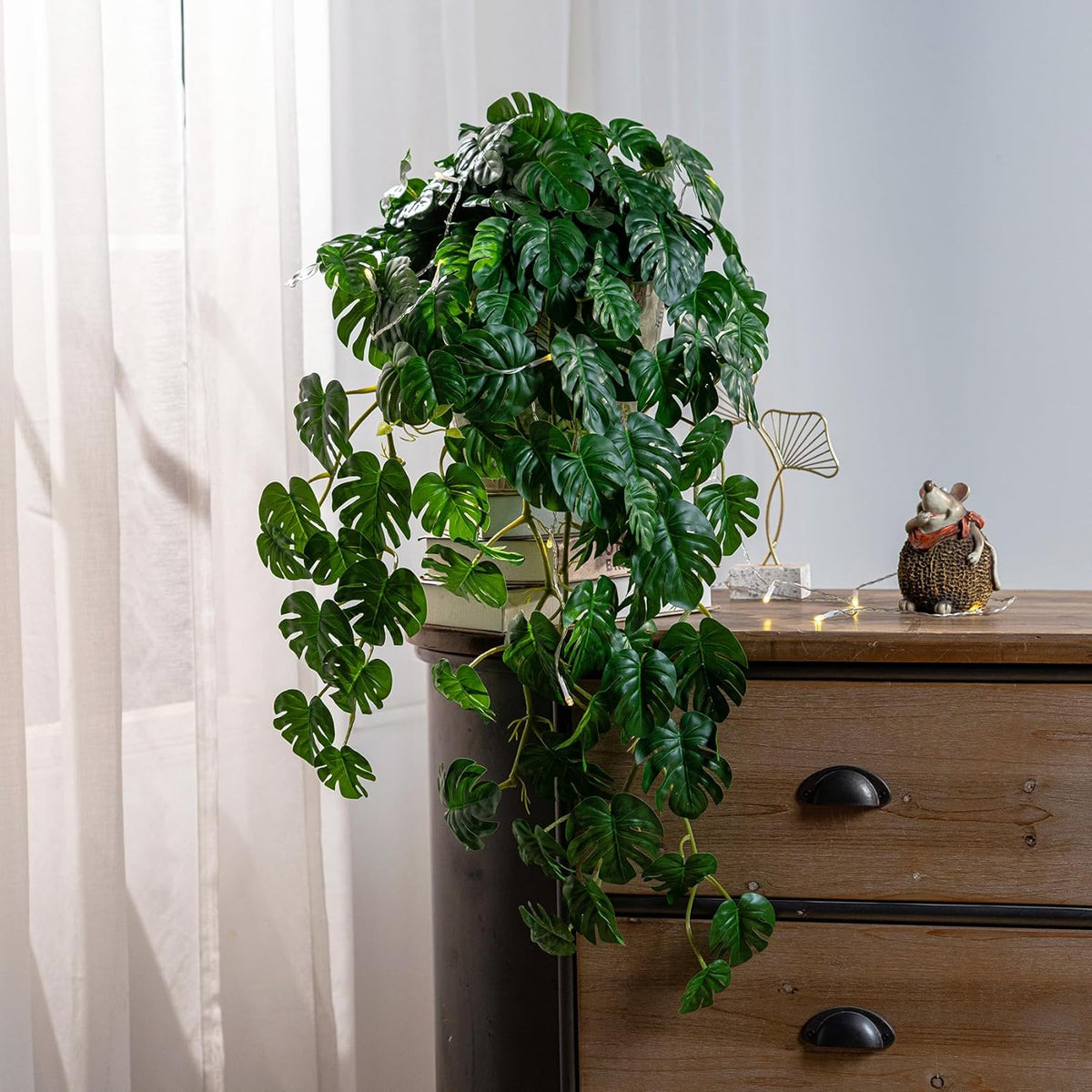 Decorative Artificial Hanging Monstera Resistant Indoor Decor Set