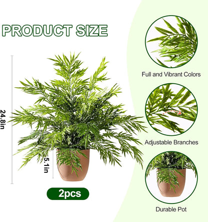 Serene Artificial Boston Fern Pots Home Decor Display