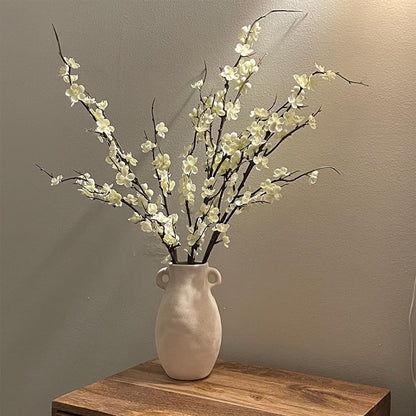 4 Pcs Cherry Blossom Branches Artificial Flowers for Spring Summer Indoor Decoration, Faux Long Stem Artificial Flowers for Wedding Home Office Bedroom Party Table Centerpieces Decor (White)