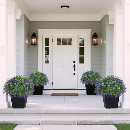 Artificial Boxwood Topiary Ball with Lavender - Set of 2 for Front Porch Decoration, Fake Bushes Potted Plants Faux Greenery Tree UV Resistant for Outdoor Indoor Garden Farmhouse Home Decor (Purple)