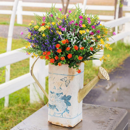 Zeyune 42 Bundles Artificial Flowers Fake UV Resistant for Outdoor Plastic Greenery Shrubs Plants No Fade Faux Flower for Garden Porch Patio Window Box Decor Wedding Hanging Indoor
