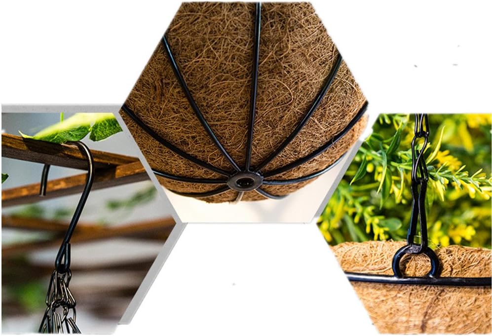 Hanging Basket Artificial Flowers Morning Glory for Balcony Outdoor Decoration, Rose Red (Big Basket and Artificial Flowers)