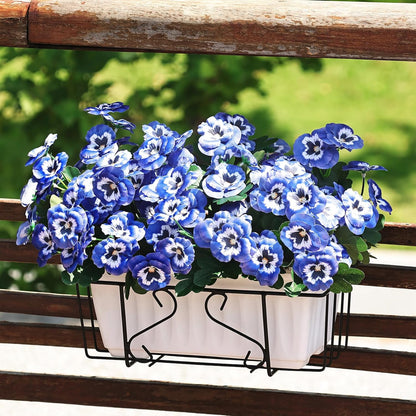 QIANYUN Artificial Flowers Outdoor-11.8in Pansies UV Resistant Plastic Flower in Bulk Fake Outdoor Plants (3, Blue Pansy)