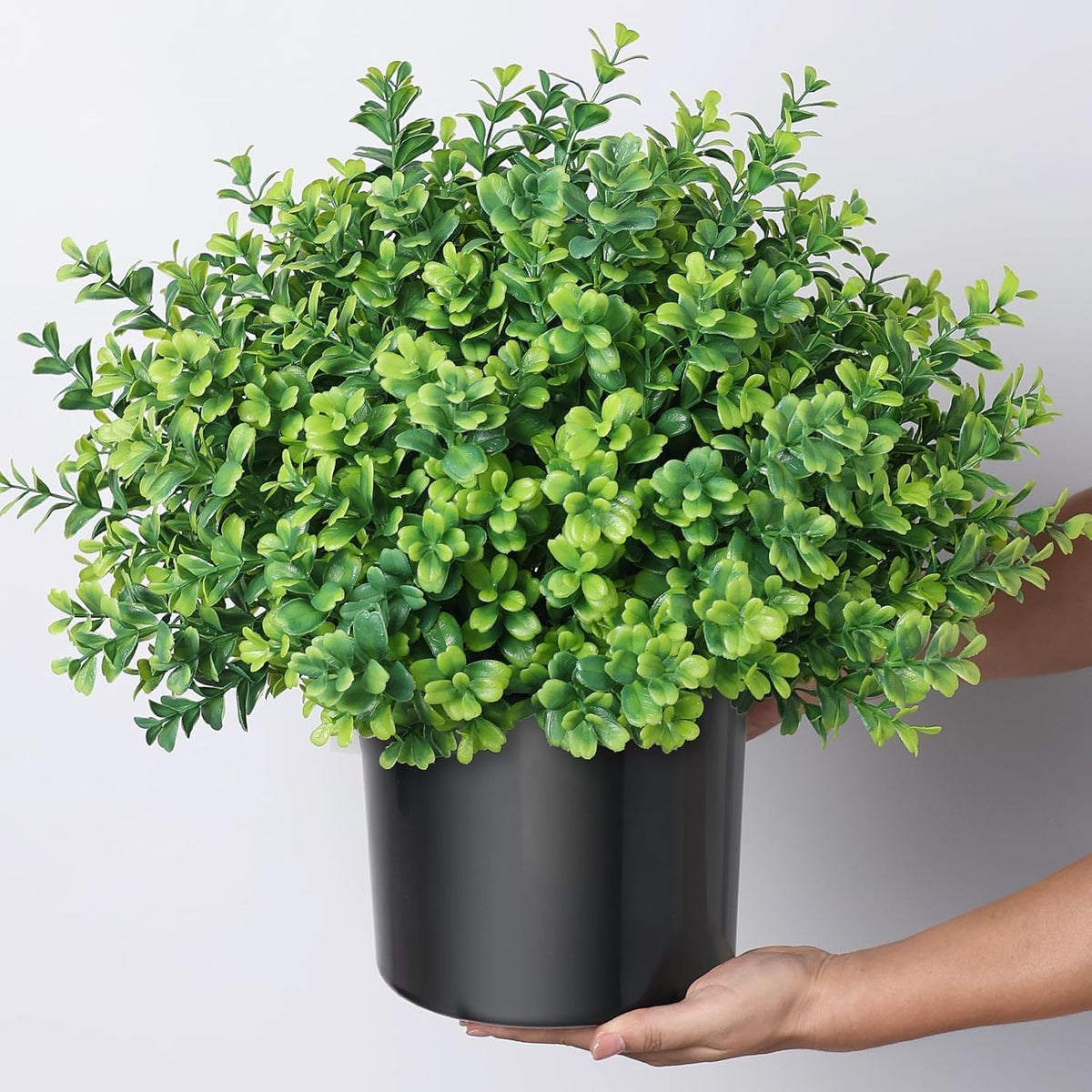 Set of 2 Artificial Boxwood Topiary Trees for Front Door - Faux Realistic Greenery Potted Plants, Fake Outdoor UV-Resistant Bushes with Pots for Porch, Farmhouse, Home, Garden Decor