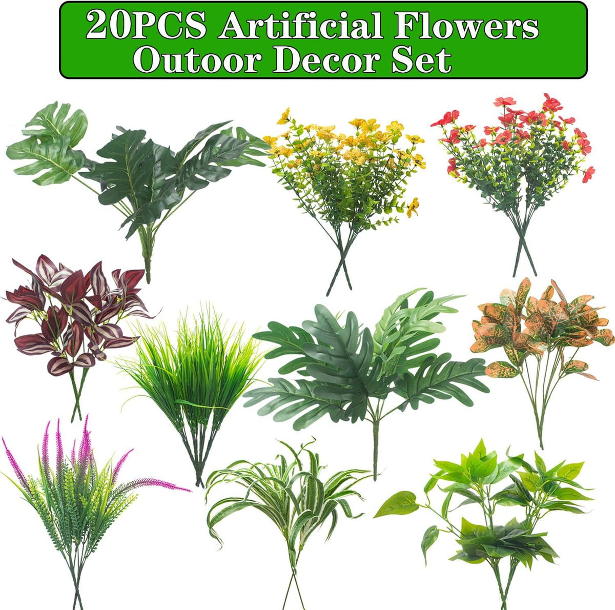 Rustic Resistant Artificial Shrubs UV Outdoor Decor Arrangement