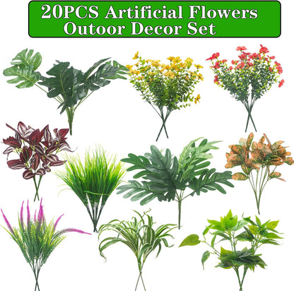 Rustic Resistant Artificial Shrubs UV Outdoor Decor Arrangement