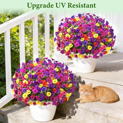 Yastouay Artificial Flowers for Outdoors, 14 Bundles UV Resistant Artificial Outdoor Flowers, Realistic Fake Outdoor Flowers Plant Faux Flowers for Outdoor Planters Front Porch Patio Window Box