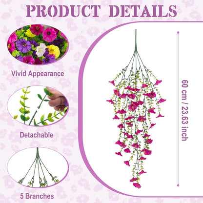 8 Pcs Classic Artificial Hanging Petunias Outdoor Indoor Decor Series