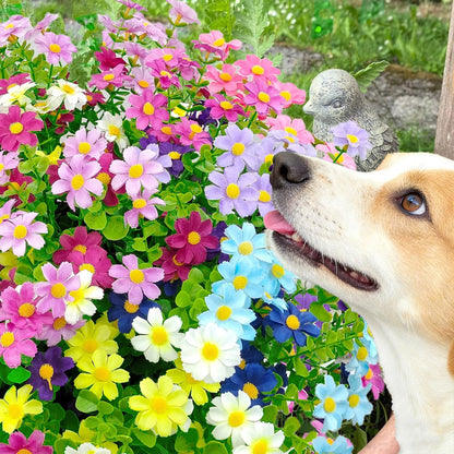 Artificial Flowers for Outdoor Decoration, 6 Bundles UV Resistant Artificial Daisies Silk Wild Flower Fake Flowers for Outside Front Porch Patio Garden Window Box Planters Decor(12 color mixing)