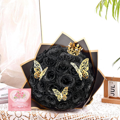 Classic Waipfaru Black Glitter Roses Home Decor Kit