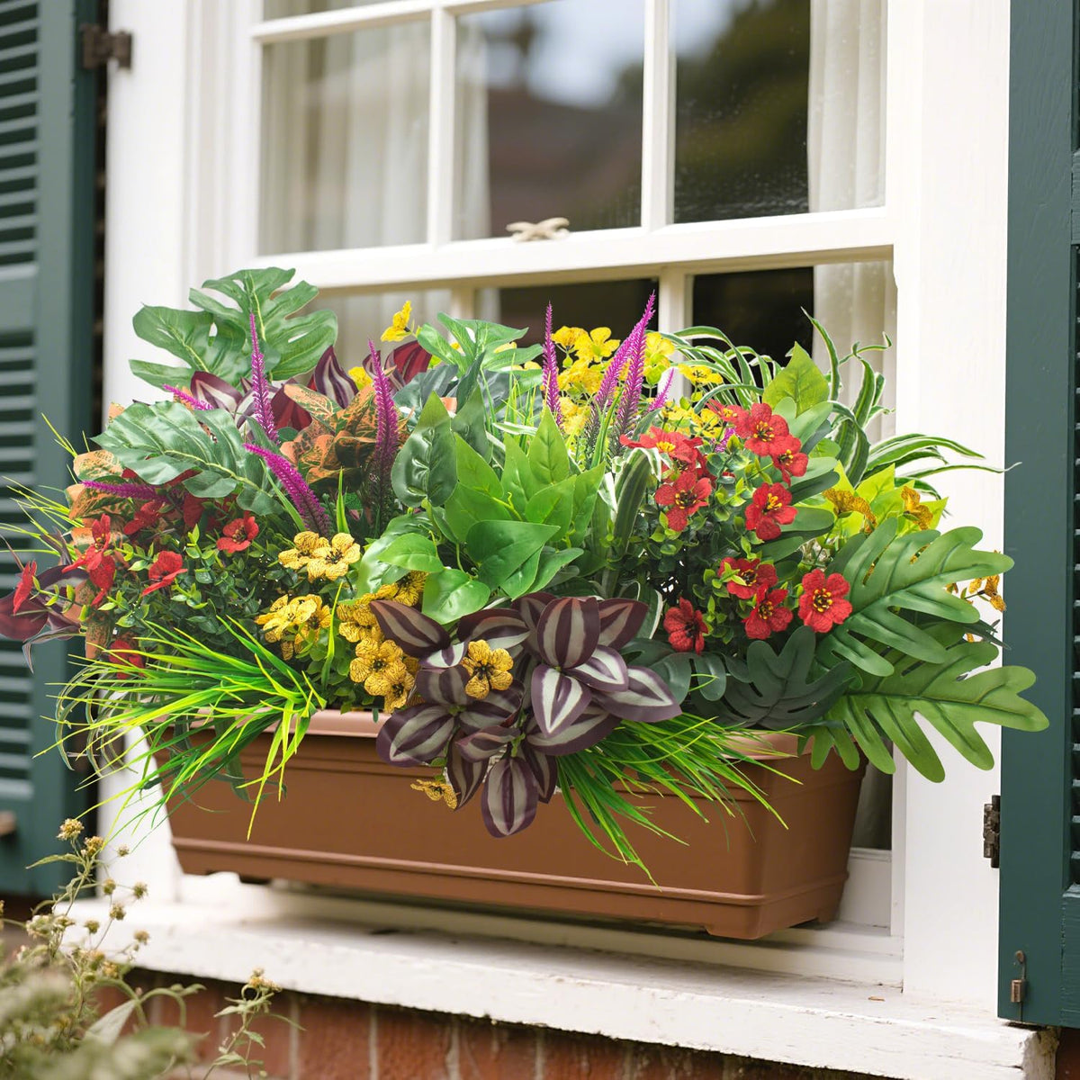 Rustic Resistant Artificial Shrubs UV Outdoor Decor Arrangement