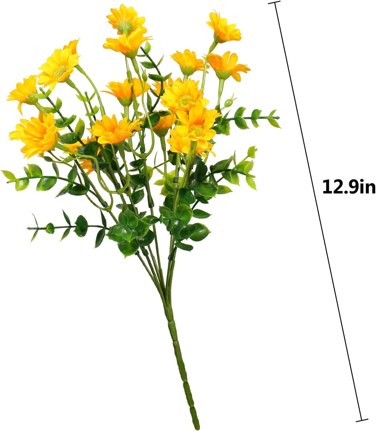 alyptus Fake Flowers Yellow Flowers for Spring Summer Decor - 8 Bundles Outdoor Christmas Flowers UV Resistant Artificial Flower for Home Garden Window Decor