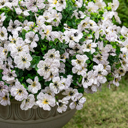 Lnoicy 20 Bundles Artificial Fake Flowers for Outdoor Faux Eucalyptus Flowers for Home Decoration, Fake Plants UV Resistant for Porch/Garden（White）
