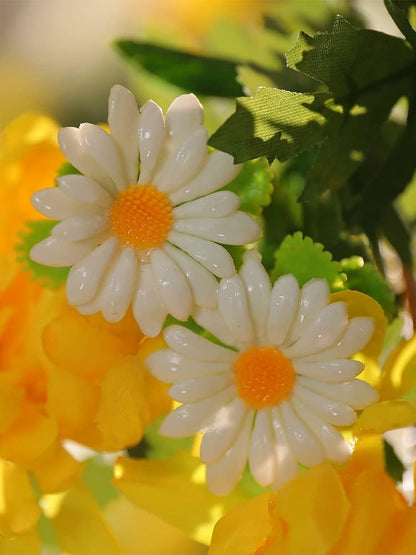 170cm Yellow Artificial Daisy Chrysanthemum Flowers Wall Hanging Vines String Garland Wreath for Outdoor Home Garden Decoration (Yellow)