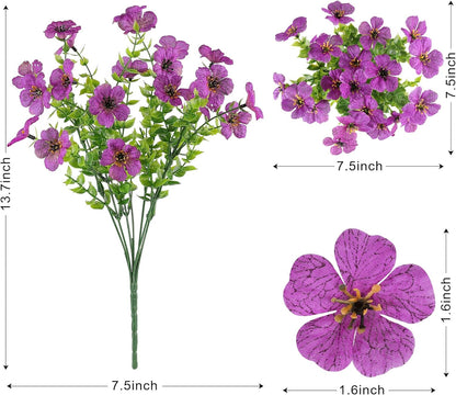 Artificial Flowers for Outdoors Spring Decor, 16 Bundles UV Resistant Realistic Fuax Silk Flowers, Fake Plants for Planter Indoor and Outdoor Garden Porch Patio Window Box Yard Farmhouse