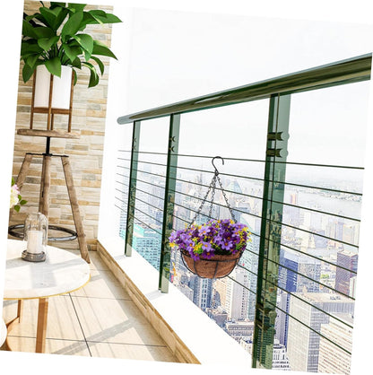 Outdoor Hanging Basket Purple Artificial Flowers Faux Plant in Pot Iron Hanging Flower Garland for Porch