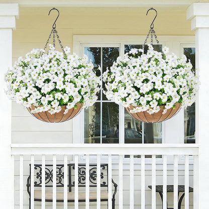 Yastouay Artificial Flowers for Outdoors, 12 Bundles Fake Outdoor Flowers, UV Resistant Artificial Flowers for Decoration, White Realistic Morning Glory Fake Plants for Porch Patio Garden Decor