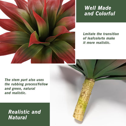 Artificial Agave Plants, Large UV Resistant Fake Agave Planters for Indoor and Outdoor Decorating Tropical Plant Succulents Greenery Indoor Decor (2 Pack, 22" Red)