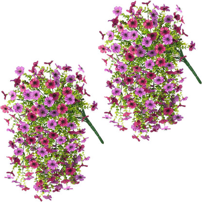 ZFProcess Artificial Hanging Flowers for Outdoors Spring Decoration, 2PCS Silk Fake Daisy Realistic Outdoor Flowers UV Resistant Porch Patio Window Yard Decor(Light Purple Red)